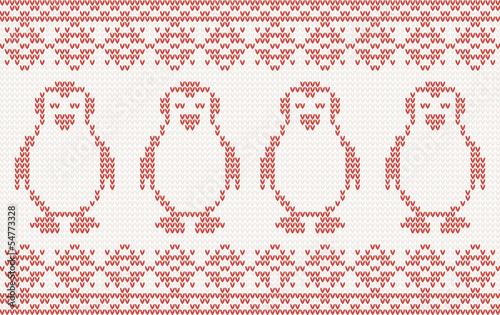 Knitted Background with penguins