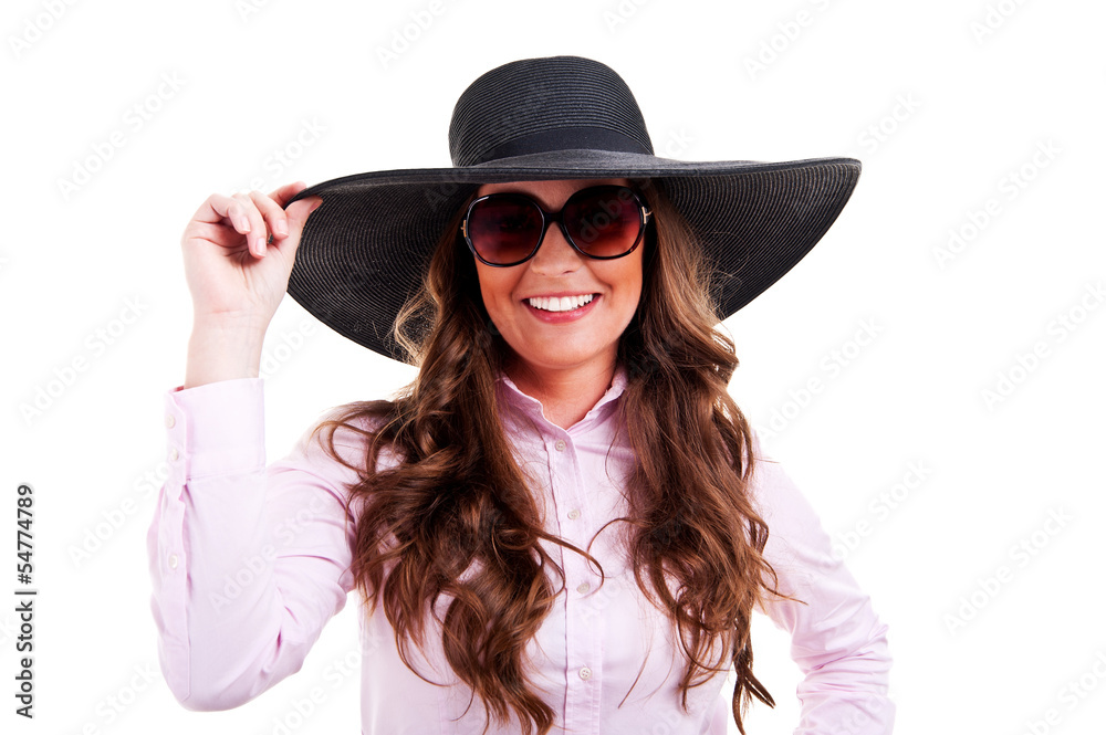 Happy woman at summertime, smiling, looking at camera. Happy woman at summertime, smiling, looking at camera.