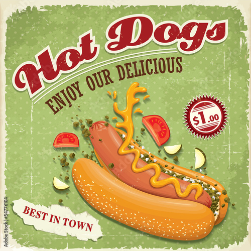 Vintage hotdog poster design