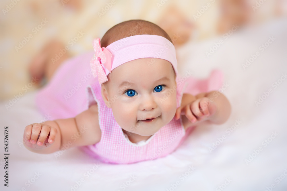 cute baby girl in a pink dress cute baby girl in a pink dress