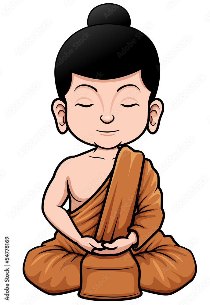 Vector illustration of Buddhist Monk cartoon Stock Vector | Adobe Stock