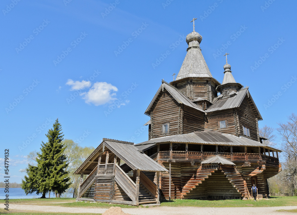 Ancient wooden orthodox church in Novgorod, Russia Ancient wooden orthodox church in Novgorod, Russia