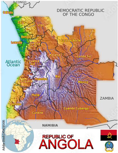 Angola Africa national emblem map symbol location
