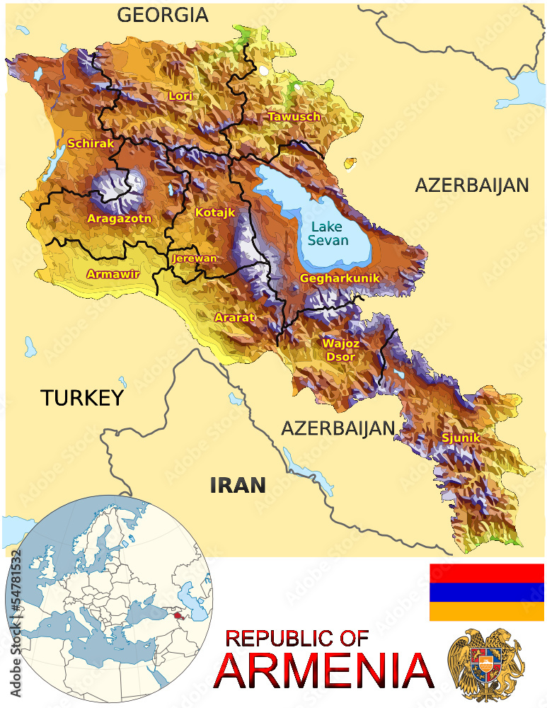 Armenia Physical Map