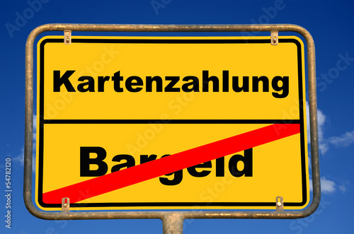 Schild Bargeld Kartenzahlung
