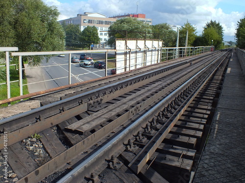 Railroad bridge over street (Riga, Latvia) photo