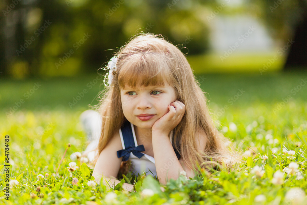 Girl with sunflower in summer field Girl with sunflower in summer field