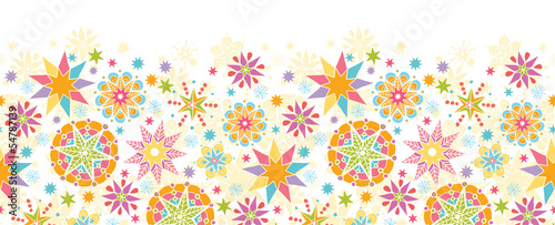 Vector colorful Christmas Stars Horizontal Seamless Pattern