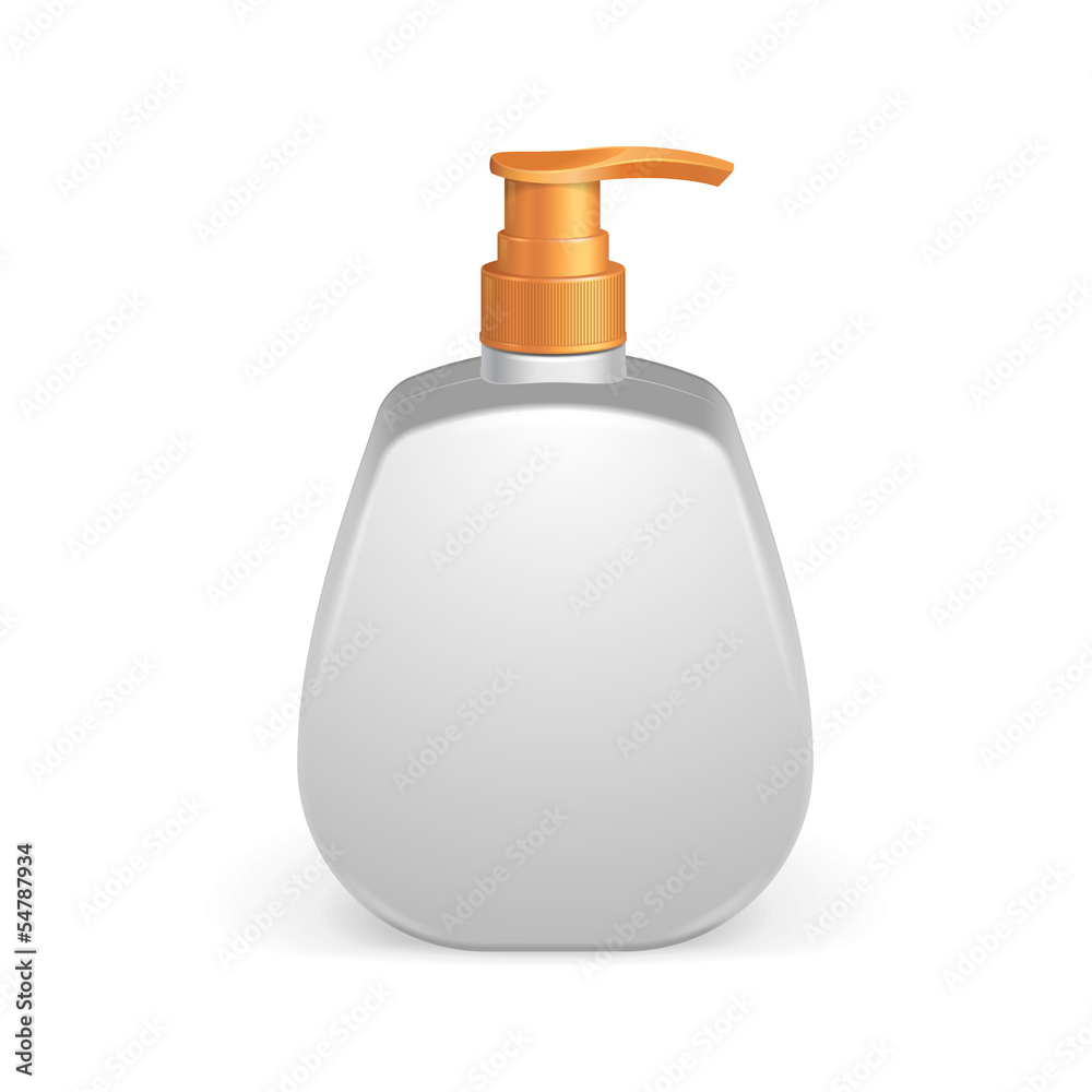 Plastic Clean White Bottle With Yellow Dispenser Pump Plastic Clean White Bottle With Yellow Dispenser Pump