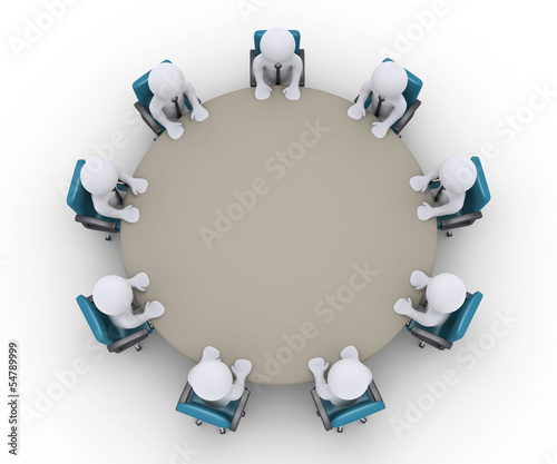 Businessmen are in a meeting around a table