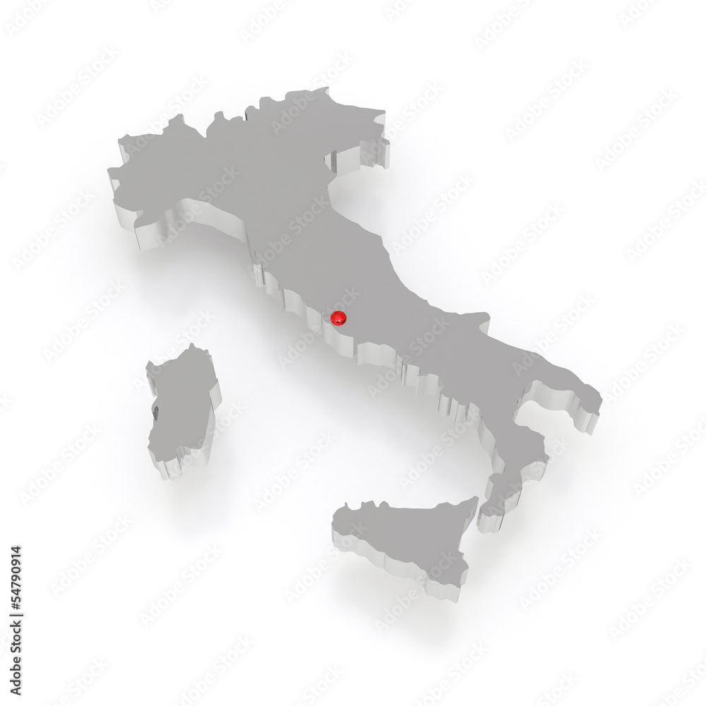 Fototapeta premium Three-dimensional map of Italy.