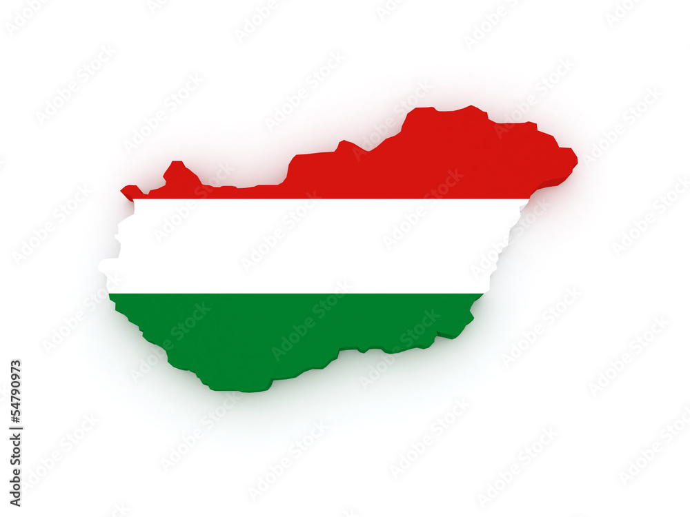 Obraz premium Three-dimensional map of Hungary.