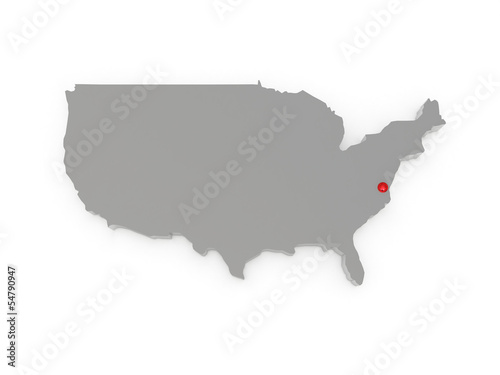 Three-dimensional map of USA.