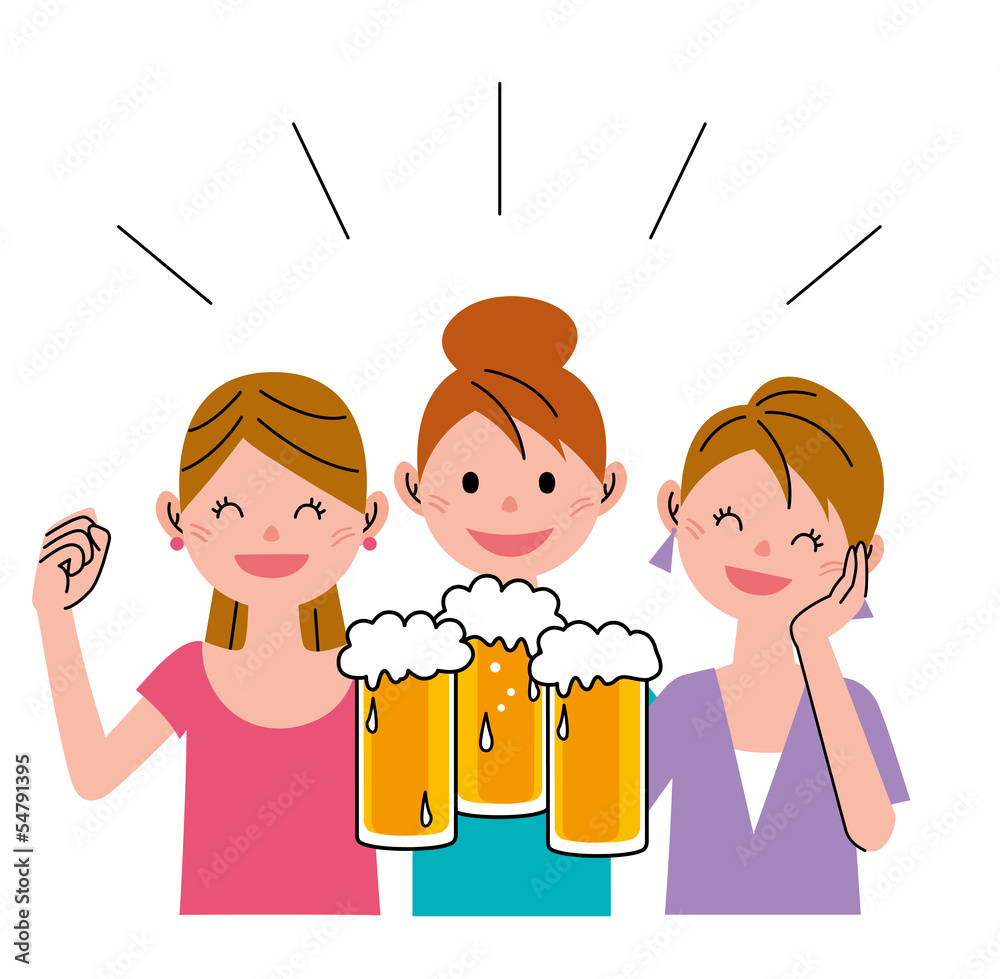 女性 ビール 女子会 Stock イラスト Adobe Stock