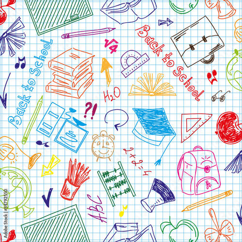 Seamless pattern colorful school supplies