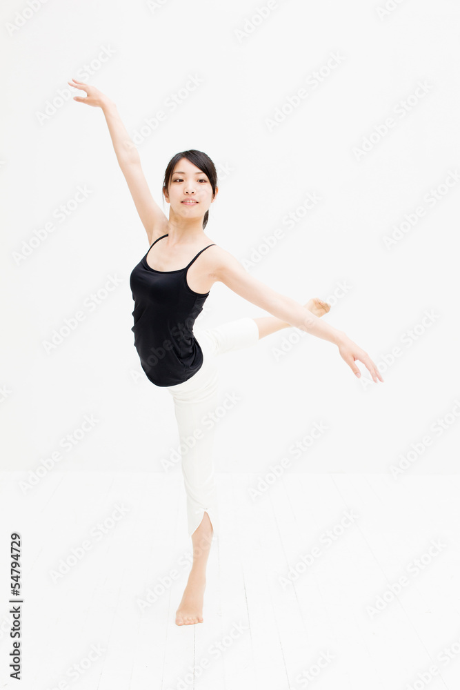 attractive asian woman exercising on white background attractive asian woman exercising on white background