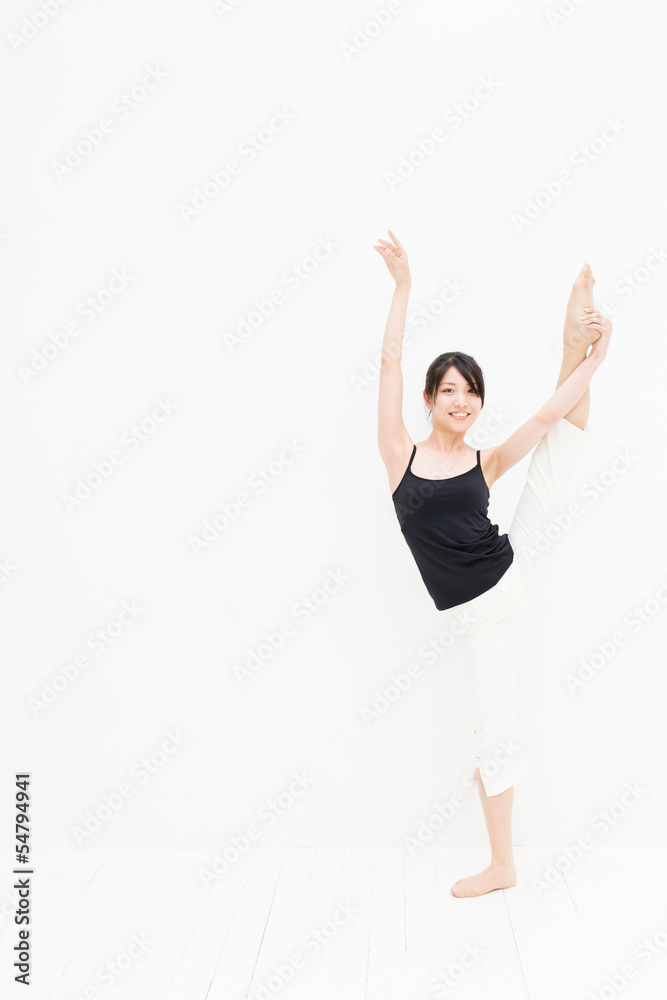 attractive asian woman exercising on white background attractive asian woman exercising on white background
