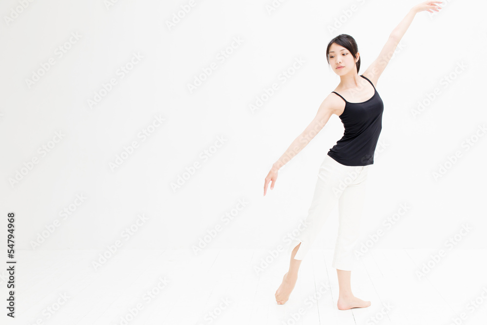 attractive asian woman exercising on white background attractive asian woman exercising on white background