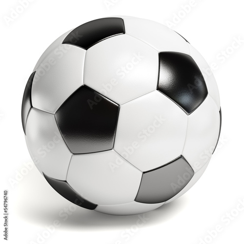 Canvas Print Leather football. Single soccer ball isolated