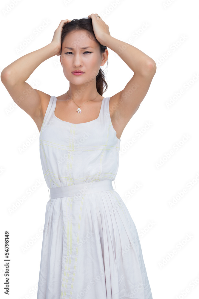 Doubtful woman looking at camera Doubtful woman looking at camera