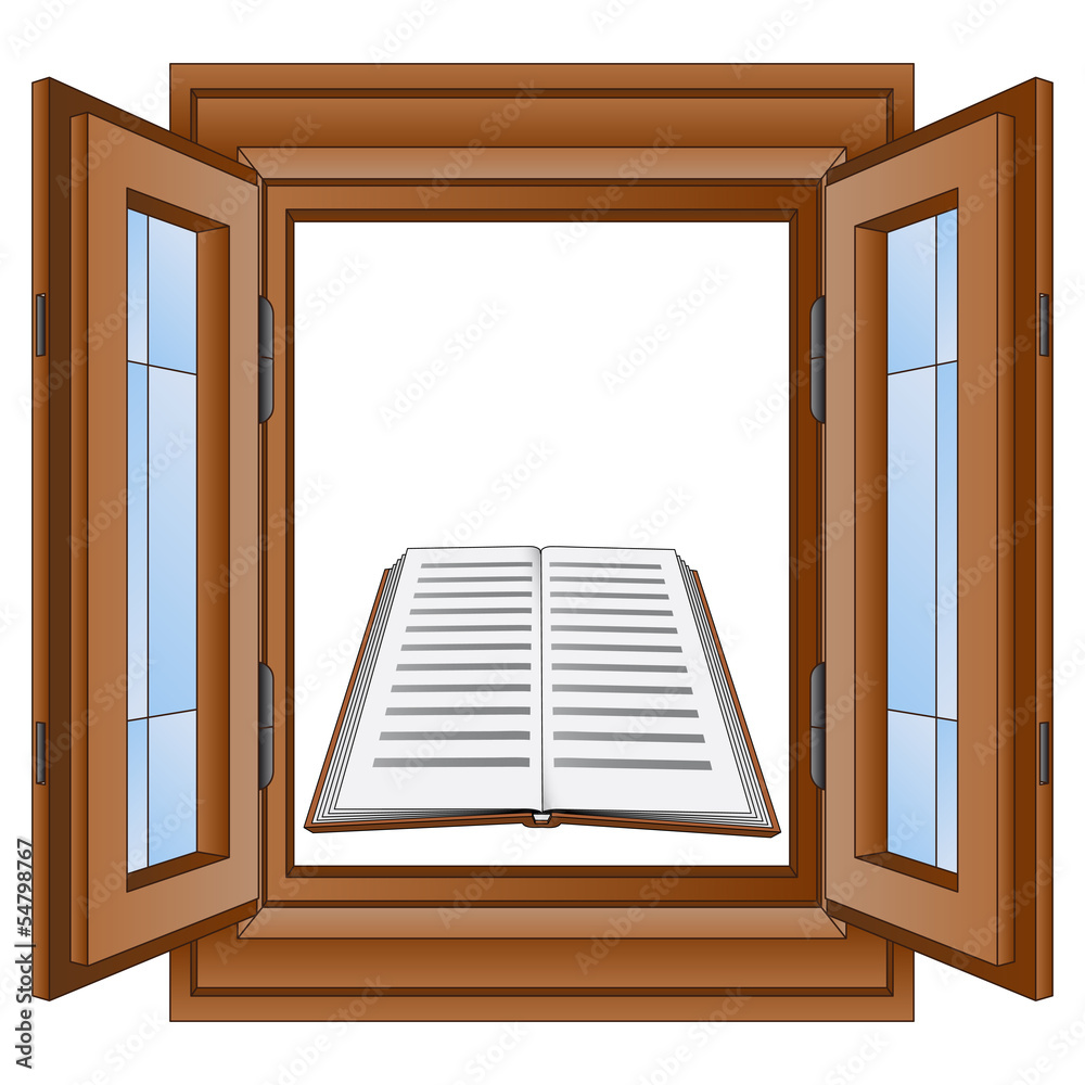 education book in window wooden frame vector education book in window wooden frame vector