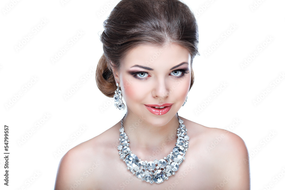Portrait of elegant girl is in fashion style. Wedding decoration