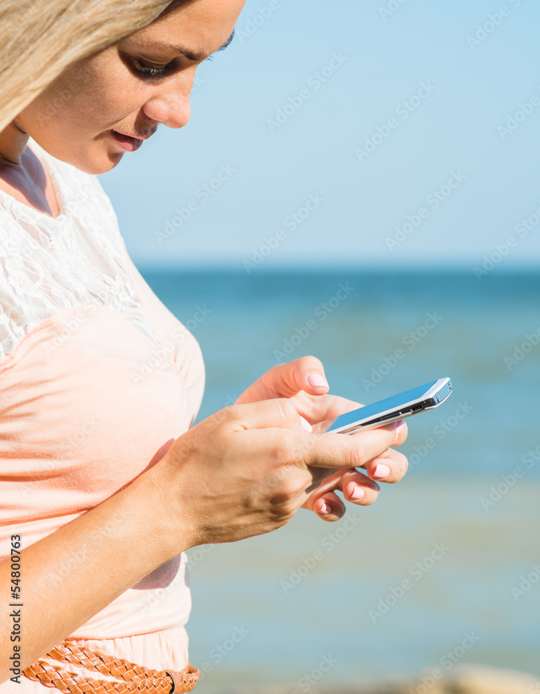 woman is using a smartphone