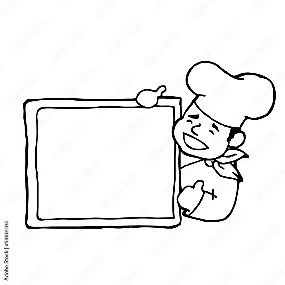 Chef with label board sketch vector Chef with label board sketch vector