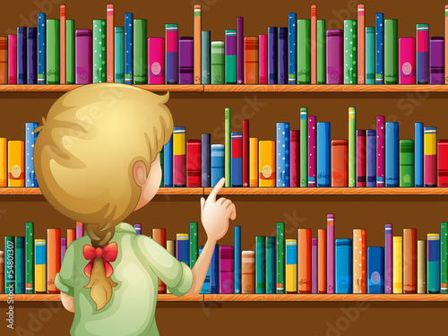A girl selecting books