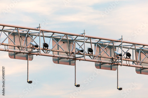 Surveillance camera system above a highway photo