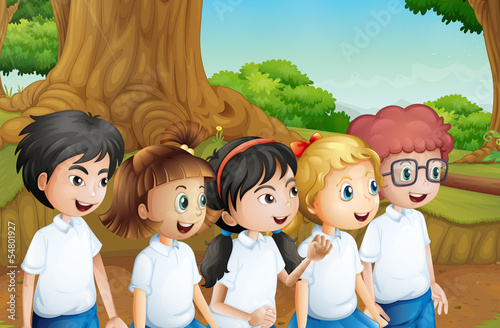 A group of students at the forest