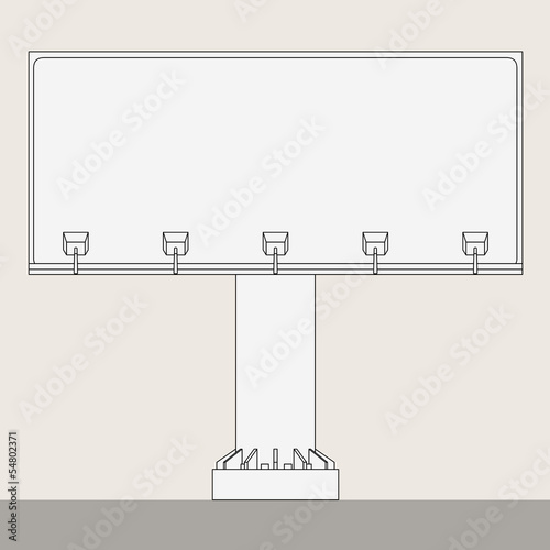 front billboard line drawing with outlines vector