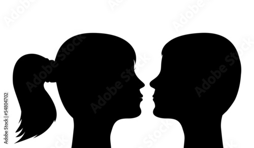 silhouettes of heads, men and women