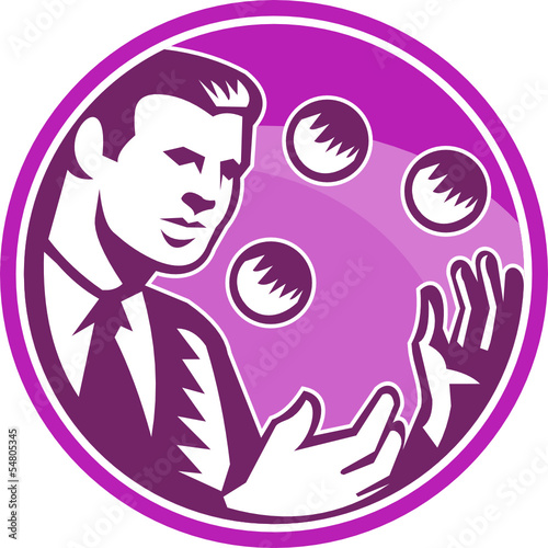 Businessman Juggler Juggling Balls Retro