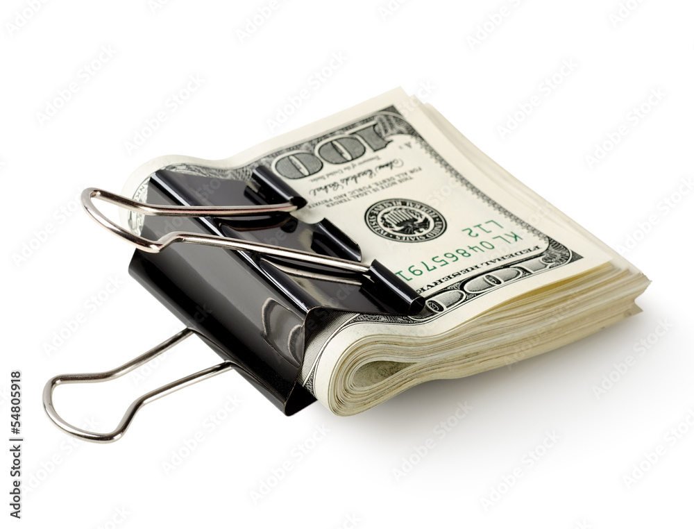 One hundred dollar bills in the clip One hundred dollar bills in the clip