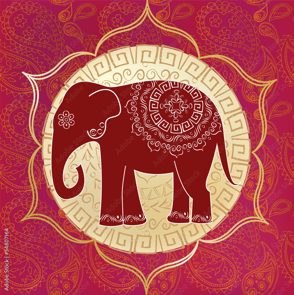 Fototapeta premium Indian elephant with mandalas