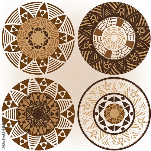 A set of mandalas in coffee colors