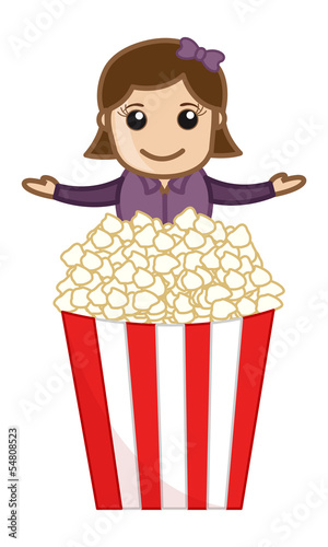 Popcorn Sale - Cartoon Business Vector Character