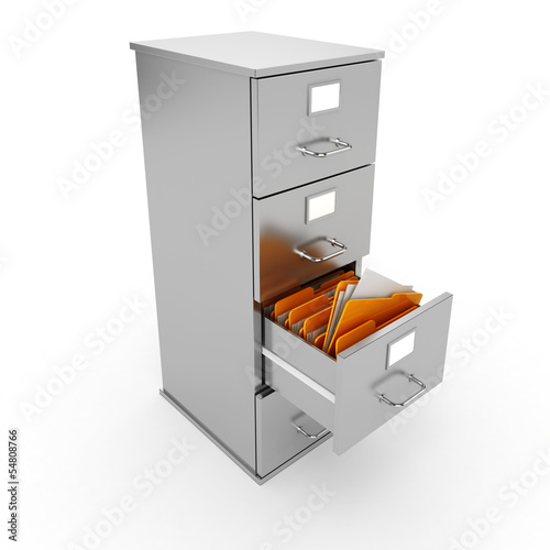 Canvas Print 3d file cabinet on white background