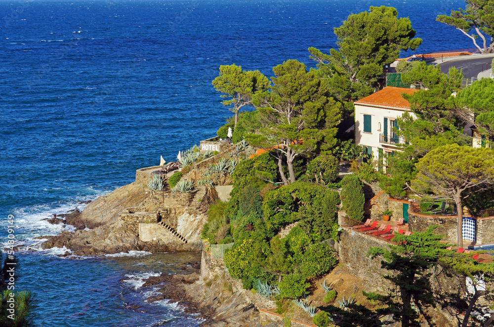 Mediterranean waterfront hotel in France