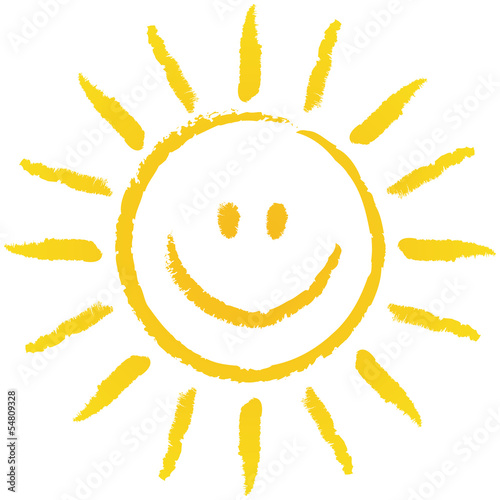 Die Sonne lacht! Handgezeichnete Sonne – Vektor/freigestellt