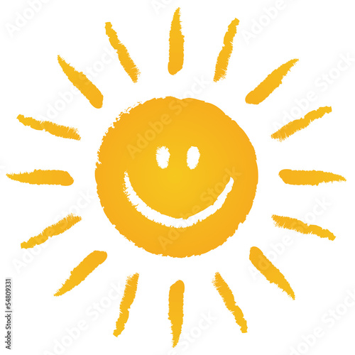Die Sonne lacht! Locker gezeichnete Sonne – Vektor/freigestellt