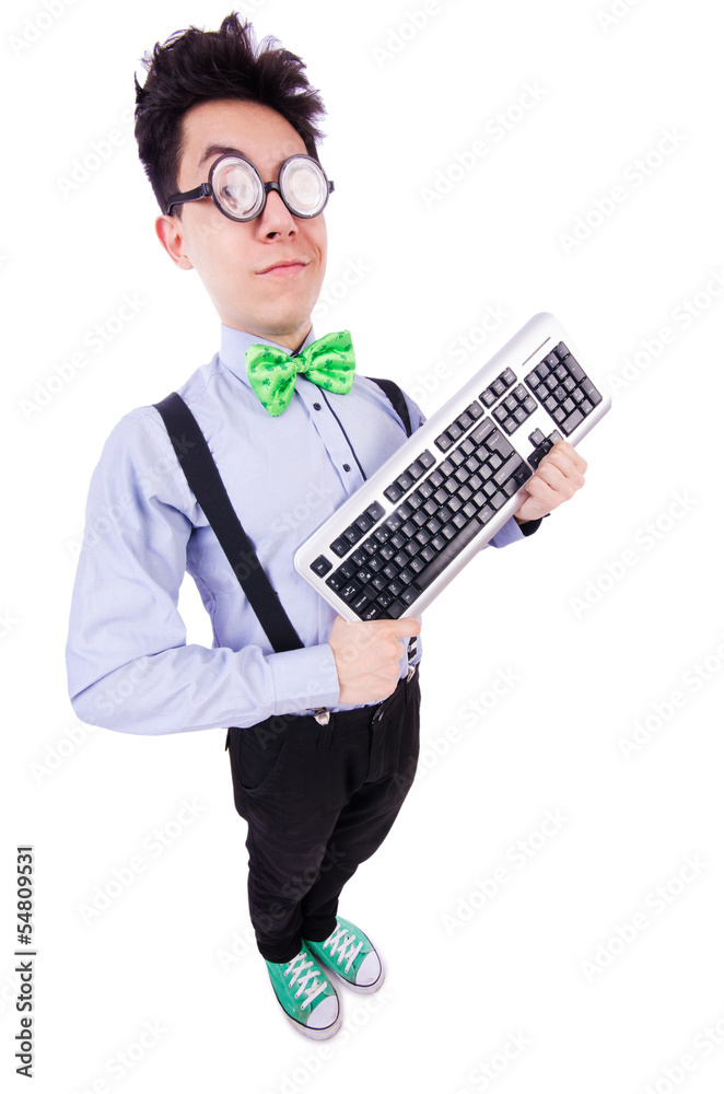 Computer geek nerd in funny concept Computer geek nerd in funny concept