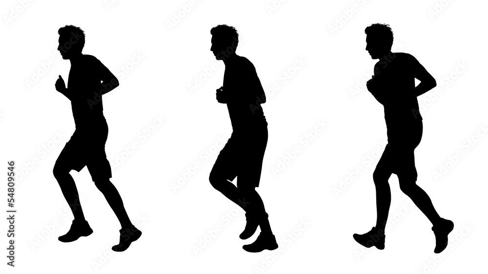 man jogging silhouettes set 1