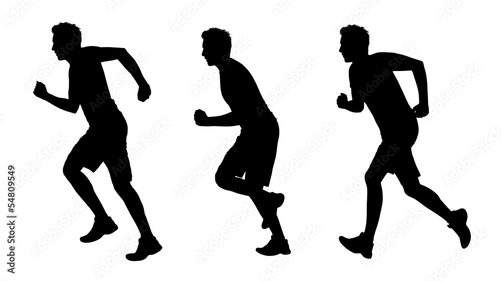Fototapeta premium man running silhouettes set 1