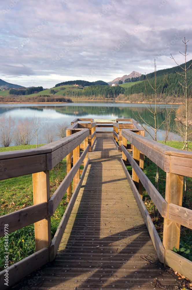 Fototapeta premium observation post in wooden pier on a lake