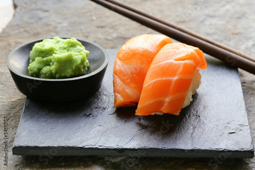 Canvas Print sushi with salmon - traditional Japanese food