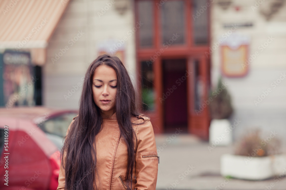 beautiful young woman in the city