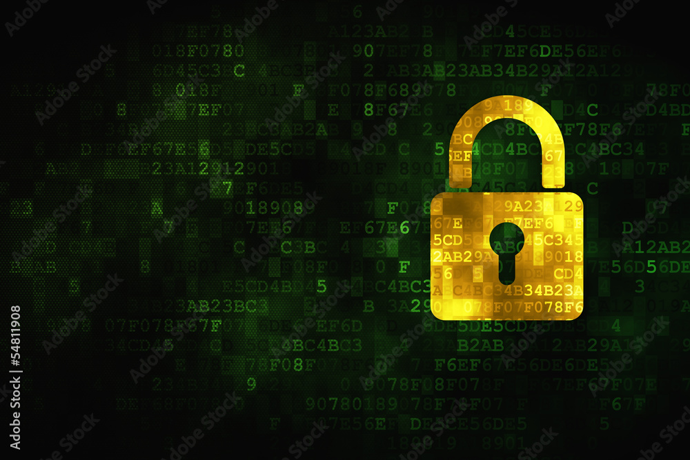Information concept: Closed Padlock on digital background Information concept: Closed Padlock on digital background