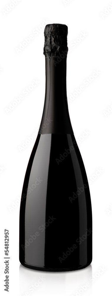 bottle of sparkling wine on a white background - obrazy, fototapety, plakaty 